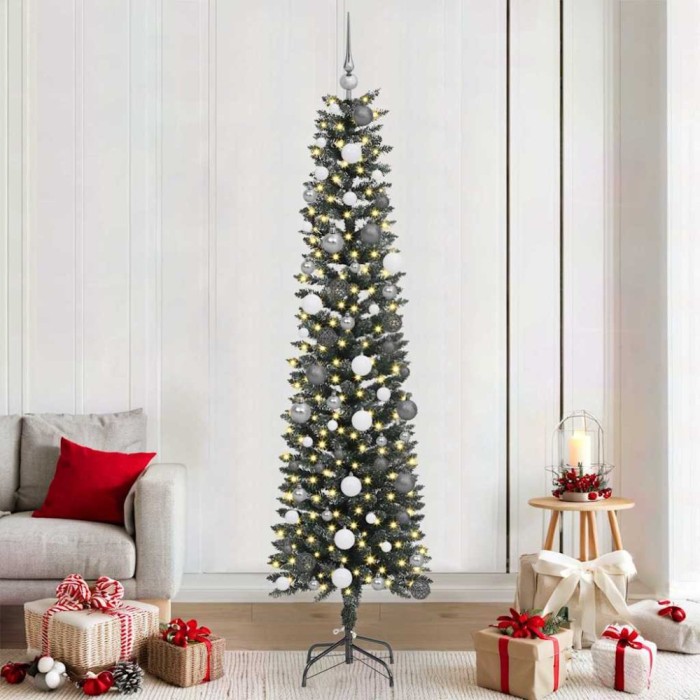 vidaXL BraddeCrăciunartificial cu lumini cu bandă LED Verde 210cm PVC