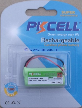 Accu.cord.2xAAA 2.4V 600mAh Ni-MH 2pini