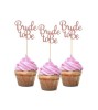 Set 12 Toppere Tort Bride to Be Aur Roz Godan, Decor Nunta, Petrecere Burlacite, Aniversare, Hartie/Lemn, 13cm