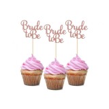 Set 12 toppere decorative pentru tort model Bride to be aur rozaliu