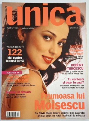 Revista Unica, vintage - septembrie 2004* Olivia Steer, Robert Turcescu, Traian Basescu, Mihaela Glavan, Gabriela Szabo, Shrek, moda, culinare, s3x,.. foto