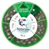 Set plumb culisant tip lacrima, 100 g, 5 marimi/set, 1.0 - 3.0 g, Baracuda