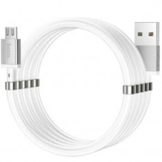 Cablu Date Hoco U91 USB to MicroUSB Magnetic 1.2m Alb foto