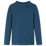 Tricou de copii cu m&acirc;neci lungi, tricot cu nervuri, bleumarin, 104