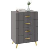 HOMCOM Comodă Modernă cu 4 Sertare, Unitate Sertar Depozitare cu Picioare din Aluminiu, 60x40x90 cm, Gri &Icirc;nchis