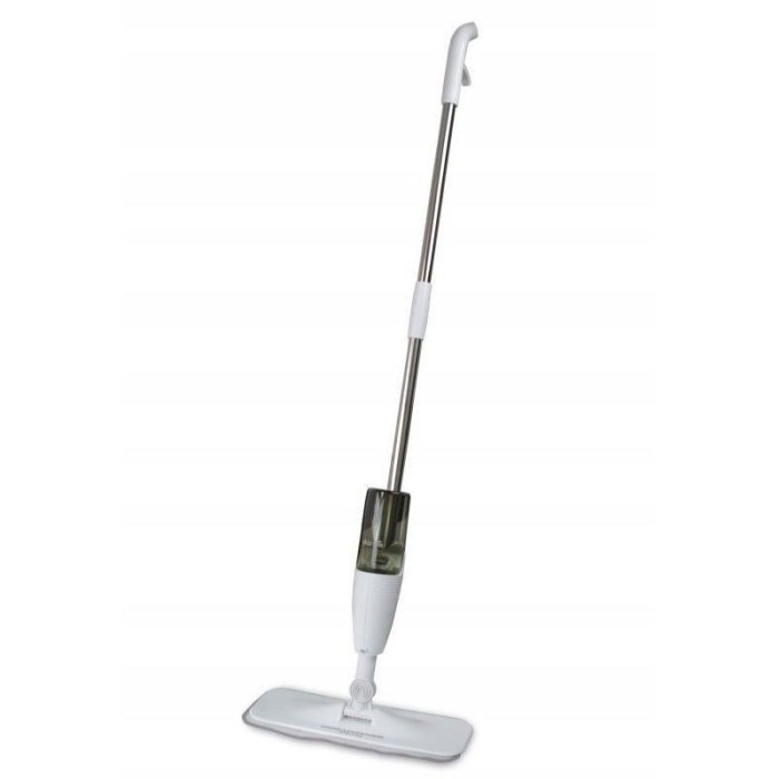Mop plat, flippy, cu pulverizator, pentru uz casnic, plastic, rezerva de mop din microfibra, 125x40 cm, alb/negru