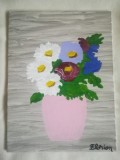 TABLOU PE PANZA CU SASIU NOU 30 X 40 CM VAS CU FLORI