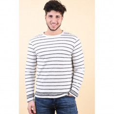 Pulover Selected Jack Crew Neck Dark Saphire Stripes Egret foto