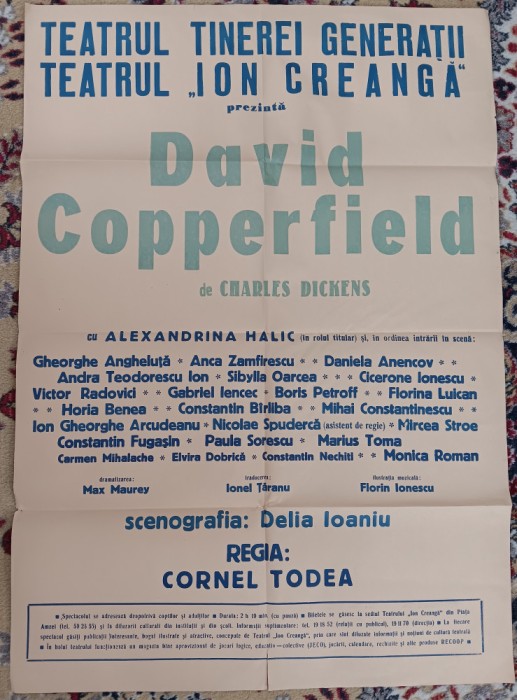 QW13 - Afise - tematica cultura - David Copperfield - C Dickens - Teatrul Ion Creanga - anii 1980