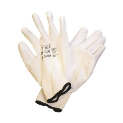 Manusi Protectie PROTEK Bunting White ECO, Tricot din Nylon si Poliuretan, Marimea 7, Albe, Manusi din Latex pentru Uz General, Manusi Protectoare din foto