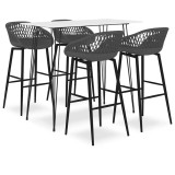 Cumpara ieftin Set mobilier de bar, 5 piese, alb si gri