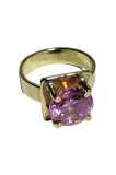B328. Inel talisman Seductie cu Zirconiu Roz, metal alama, Roz, 5.8 cm, Art Lux, 57 - 67, RavariuArt