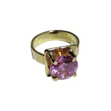 B328. Inel talisman Seductie cu Zirconiu Roz, metal alama, Roz, 5.8 cm, Art Lux