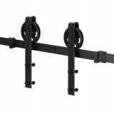 Sistem glisant pentru usa barn door, 183 cm, 2 role, montaj pe perete, negru
