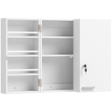 HOMCOM Dulap Medicamente de Perete cu Cheie, 3 Rafturi Interne și 8 Suporturi pentru Sticle, Dulap din MDF și Metal, pentru Bucătărie, Hol, Living, 53