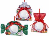 Set 3 ornamente brad Craciun plastic transparent in cutie cadou &Oslash; 8 cm
