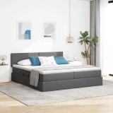 vidaXL Pat cu storage Gri &icirc;nchis 180 x 200 cm Piele artificială 3370914