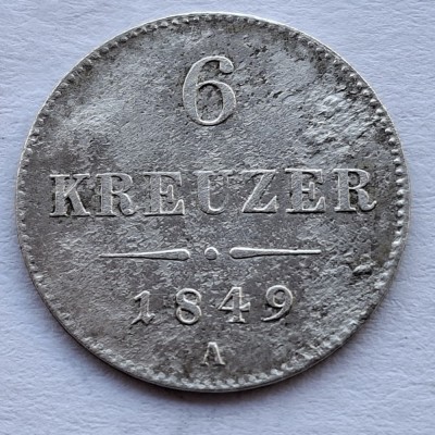 Austria 6 kreuzer 1849 A Viena argint Joseph l foto