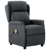 vidaXL Fotoliu de masaj, gri &icirc;nchis, textil