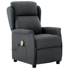 vidaXL Scaun de masaj Gri &icirc;nchis 67.5 x 93.5 x 101.5 cm țesătură