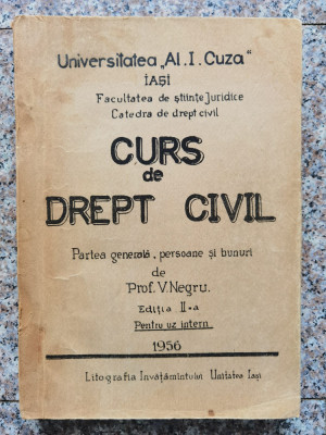 Curs De Drept Civil Partea Generala, Persoane Si Bunuri Editi - V. Negru ,553904 foto