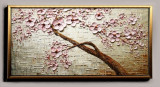 Tablou pictat manual 100x50 Pictura cu flori Tablou pictat in cutit Galerie arta, Abstract, Ulei