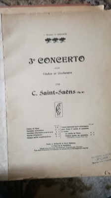 3e Concerto pour violon et orchestre - C. Saint-Saens PARTITURA, IPCAR magazin foto