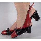 Pantofi eleganti rosu cu negru piele naturala (cod 380)
