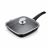 Tigaie grill patrata Royalty Line 24 cm cu capac sticla