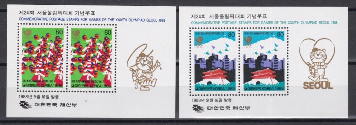 Coreea de Sud 1988 - Jocurile Olimpice - Seul, 2 Colite, MNH