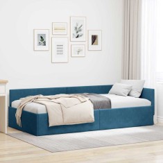 vidaXL Cadru de pat colțar Altele cu headboard albastru 90 x 200 cm