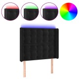 Cumpara ieftin Tablie de pat cu LED, negru, 93x16x118/128 cm, catifea