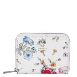 Portofel mic alb cu imprimeu floral din piele naturala 8912 07