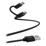TNB microUSB / USB-C to USB CABLE charge, synchro, 1m, bk &quot;TCUSB2IN1&quot; (timbru verde 0.08 lei)