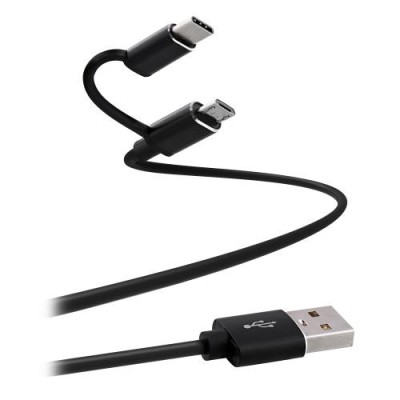 TNB microUSB / USB-C to USB CABLE charge, synchro, 1m, bk &amp;quot;TCUSB2IN1&amp;quot; (timbru verde 0.08 lei) foto