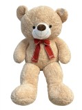 Urs de plus urias maro cu funda rosie 110 cm cu funda eleganta