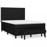 Cumpara ieftin Pat box spring cu saltea, negru, 140x190 cm, textil