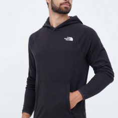 The North Face bluza barbati, culoarea negru, cu glugă, cu imprimeu