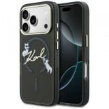 Husa MagSafe pentru Apple iPhone 18 Pro, Karl Lagerfeld, IML Choupette Karl Script Logo, Neagra