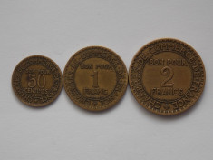 LOT 3 MONEDE DIFERITE -FRANTA 1923-50 CENTIMES,1 FRANC,2 FRANCS foto