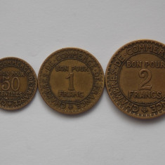 LOT 3 MONEDE DIFERITE -FRANTA 1923-50 CENTIMES,1 FRANC,2 FRANCS