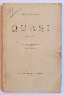 QUASI - POESII de D. IACOBESCU , 1930 foto
