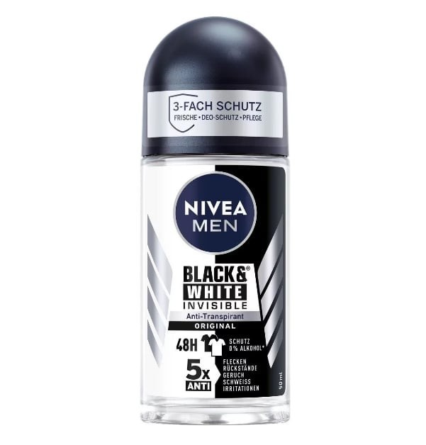 Deodorant roll on Nivea Men Invisible for Black and White Invisible Anti-Transpirant, 48H, 50ml