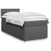 Pat box spring cu saltea, gri &icirc;nchis, 90x190 cm, textil