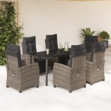 vidaXL Set mobilier de grădină cu perne, 7 piese, gri, poliratan 3212999