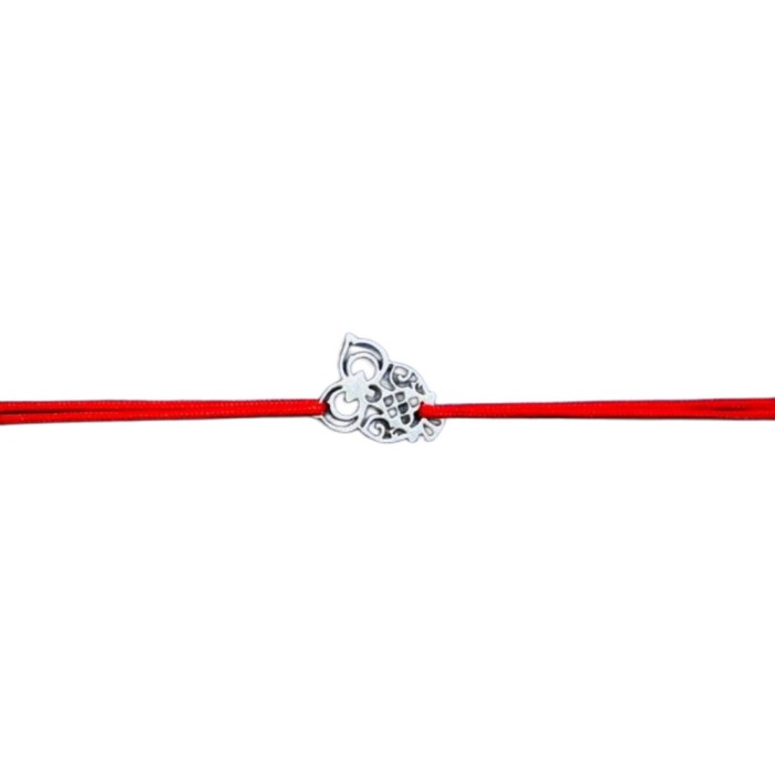 Bratara snur reglabil, argint 925, bufnita brodata, jolie silver, 0.4 g, 1.2 cm x 1 cm