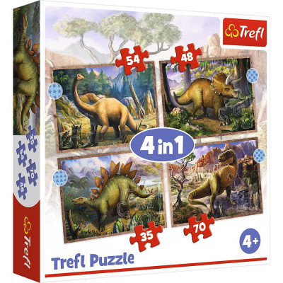 PUZZLE TREFL 4IN1 DINOZAURII INTERESANTI foto