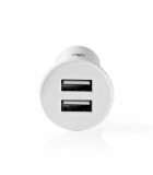 Incarcator auto bricheta cu 2 iesiri USB A 4.8A alb Nedis