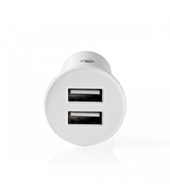 Incarcator auto bricheta cu 2 iesiri USB A 4.8A alb Nedis foto