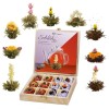 Set cadou Creano ErbluhTee in cutie de lemn cu inchidere magnetica, 12 bile ceai infloritor, 9 varietati